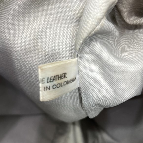 Piel Colombian Leather Shoulder Bag Gray Zippered Medium Laptop Tote - Picture 9 of 11